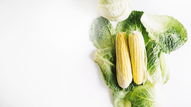 Corn on cabbage leaves