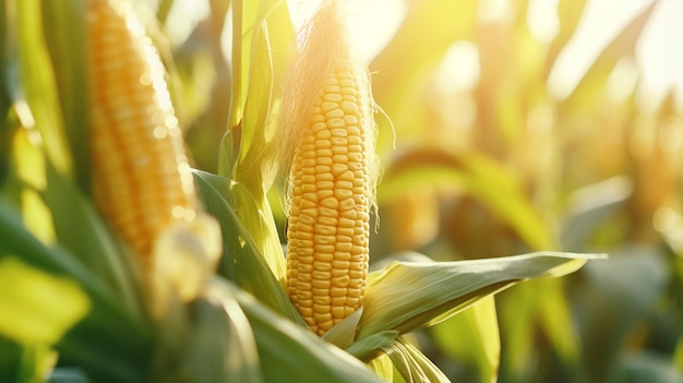 Free photo corn cobs in a field