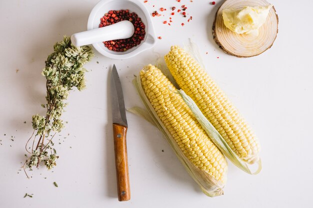Corn and herbs