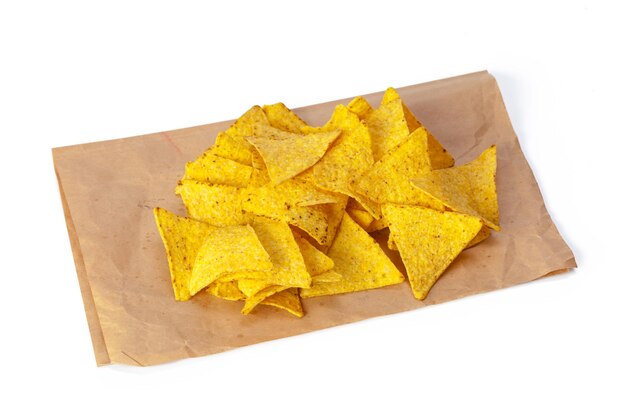 Corn nachos on white background