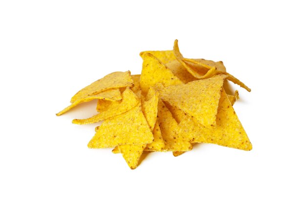 Corn nachos on white background