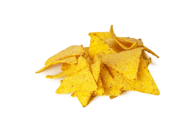 Corn nachos on white background