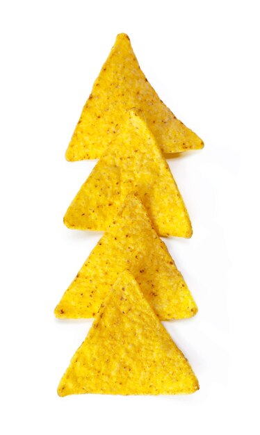 Corn nachos on white background