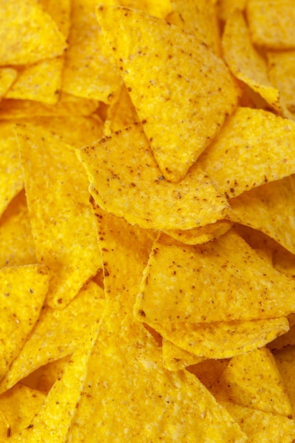 Corn nachos on white background