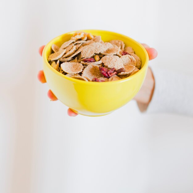 Cornflakes in small bowl