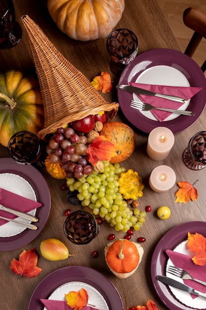 Free photo cornucopia arrangement with delicious foods