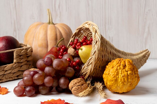 Cornucopia composition with delicious foods