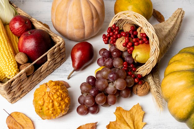 Cornucopia composition with delicious foods