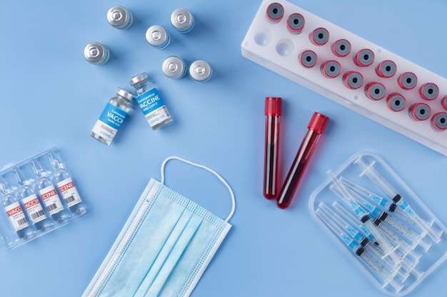 Coronavirus arrangement with blood samples and vaccine