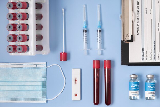 Coronavirus assortment with blood samples and vaccine