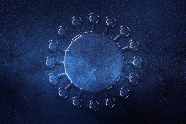 Символ коронавируса, знак вируса COVID 19, инфекционный вирусный микроб, вспышка коронавируса, космический фон