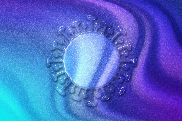 Бесплатное фото Символ коронавируса, знак вируса covid 19, микроб вируса инфекции, вспышка коронавируса, фиолетово-фиолетовый синий фон