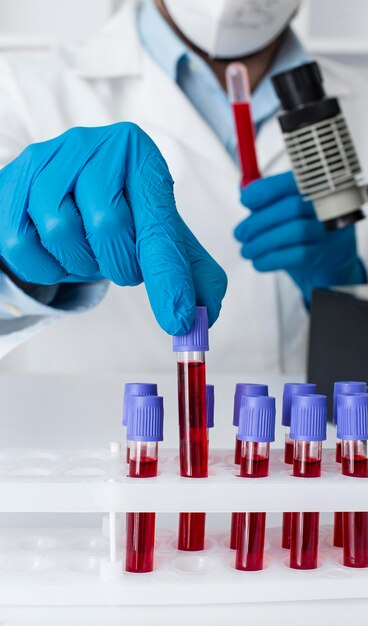 Coronavirus vaccine lab with samples