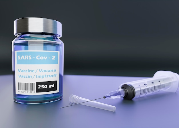 Coronavirus vaccine vial and syringe