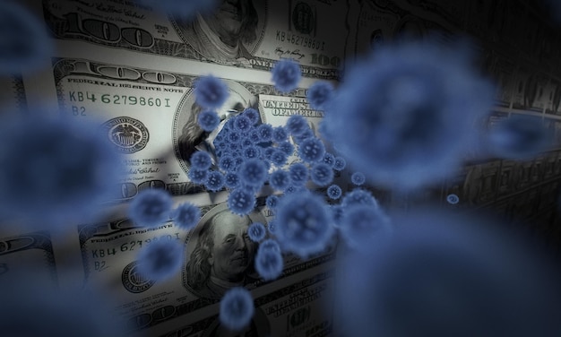 coronavirus with banknotes concept
