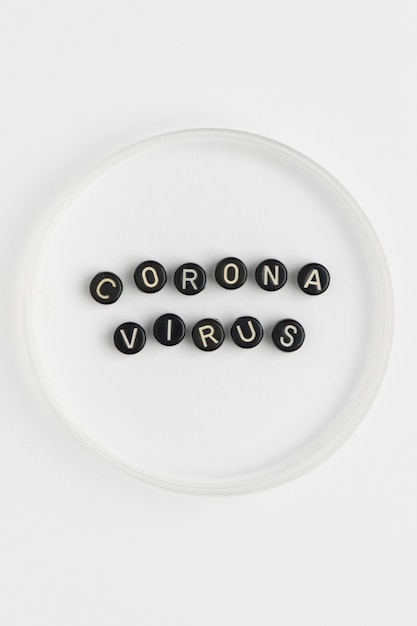 Coronavirus word typography alphabet beads