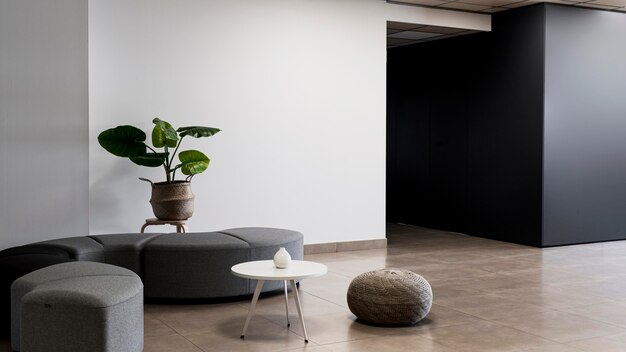 Corporate building with minimalist empty room