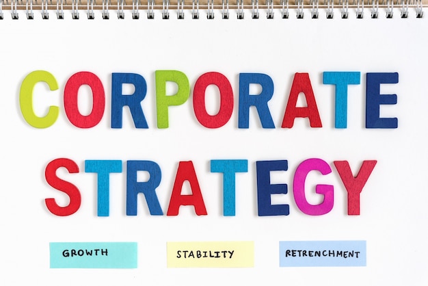 corporate strategy definition on the notebook