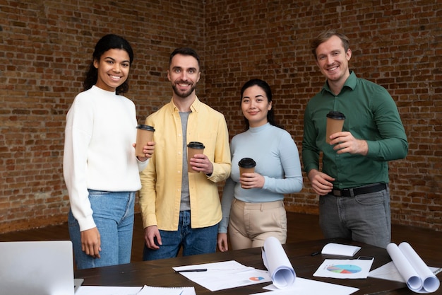 Free photo corporate workers brainstorming together