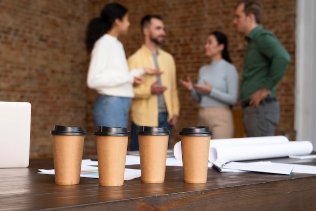 Free Photo corporate workers brainstorming together