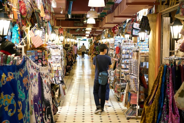 Corridor with different shops