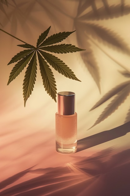 Free photo cosmetic item with marijuana leaves