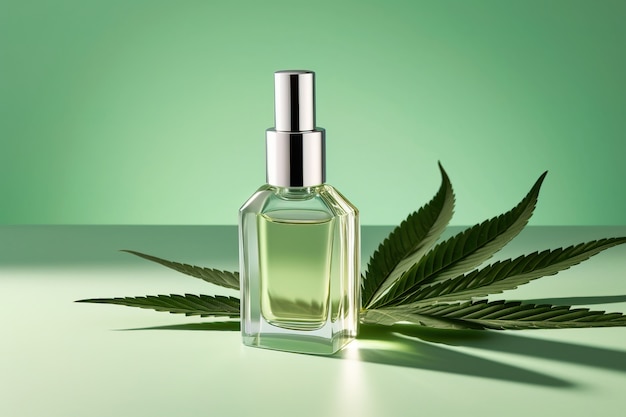 Free photo cosmetic item with marijuana leaves