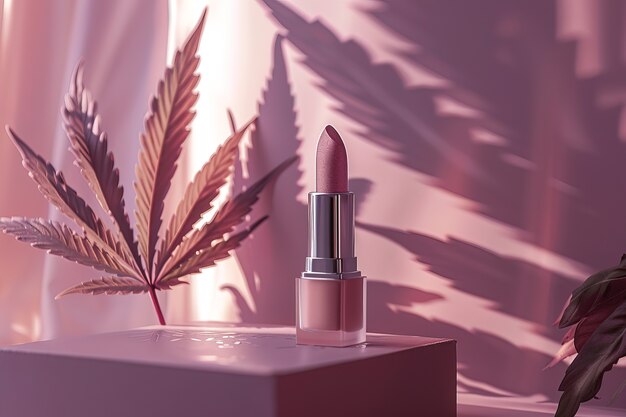 Foto gratuita oggetto cosmetico con foglie di marijuana