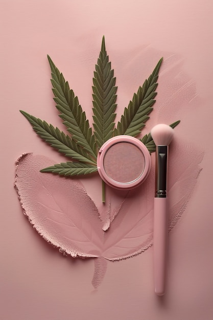 Free photo cosmetic item with marijuana leaves