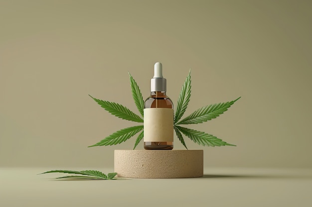 Foto gratuita oggetto cosmetico con foglie di marijuana