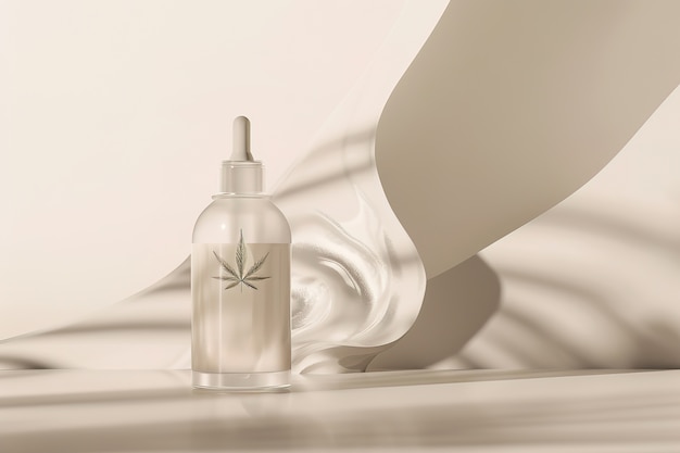 Free photo cosmetic item with marijuana leaves