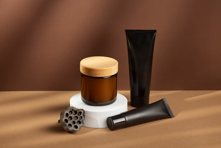 Free Photo cosmetic male beauty products with display
