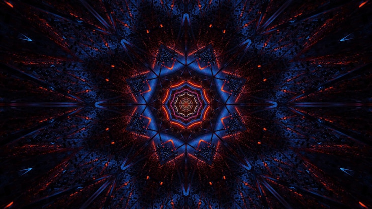 Free Photo cosmic background of black-blue and red laser lights - perfect for a digital wallpaper