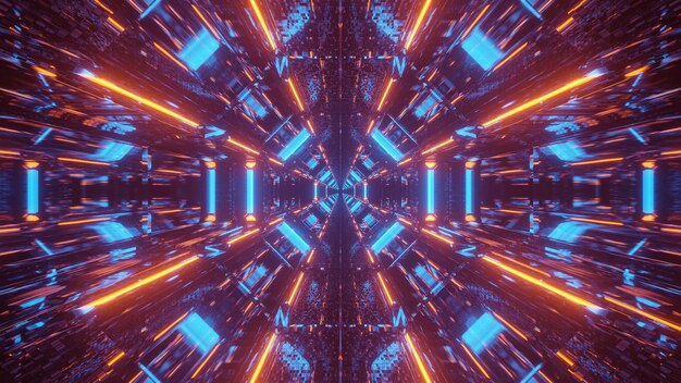 ネオンレーザー光でクールな幾何学的三角形の図形 背景や壁紙に最適 無料の写真