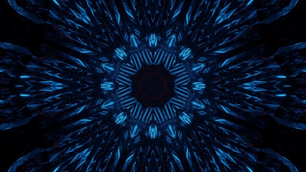 Космический фон с синими неоновыми лазерными огнями