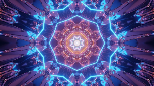Foto gratuita sfondo cosmico con motivi di luci laser blu e arancioni - perfetto per uno sfondo digitale