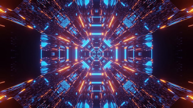 Foto gratuita sfondo cosmico con luci laser blu e arancioni