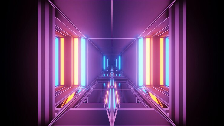 Free Photo cosmic background with colorful geometric laser lights