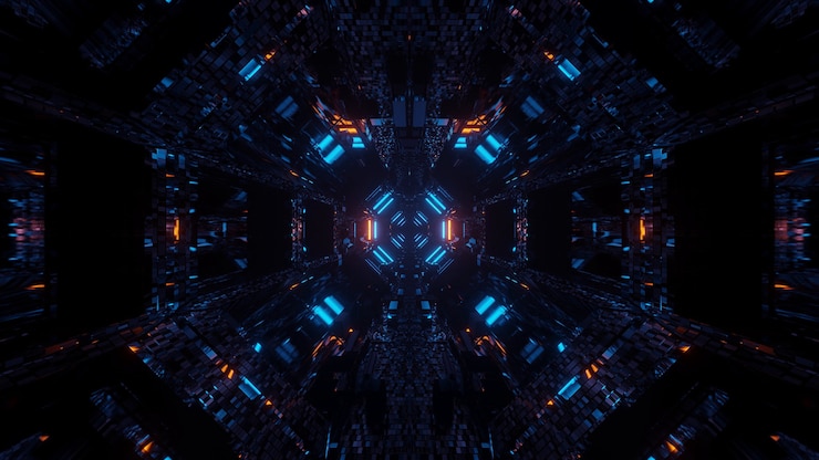Free Photo cosmic background with colorful laser lights with cool shapes - perfect for a digital wallpaper