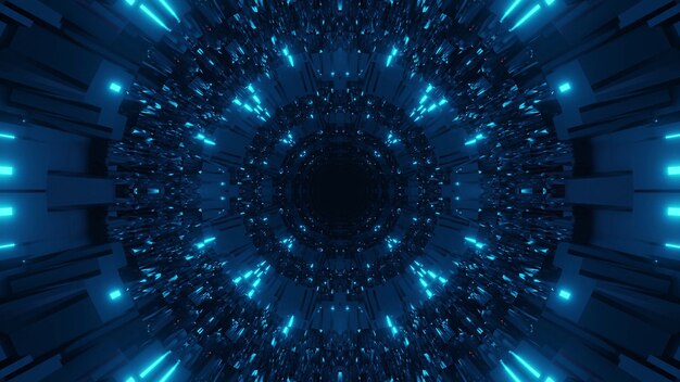 어둡고 밝은 파란색 레이저 조명이있는 우주 배경-디지털 벽지에 적합