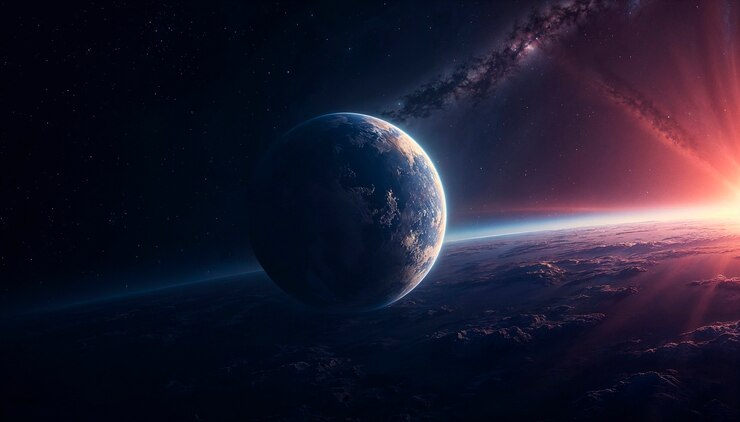 Free Photo cosmic sunrise space background