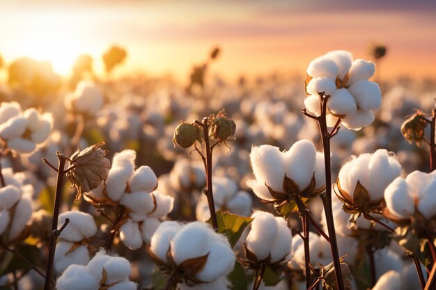 Cotton growing plantation close up harvest seasons