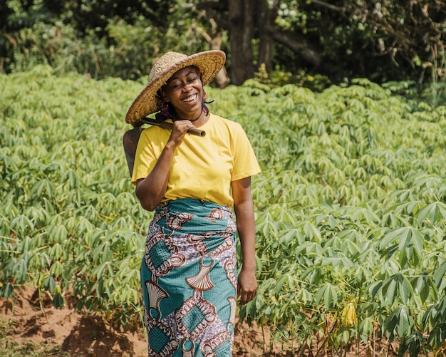 Countryside woman out in the field