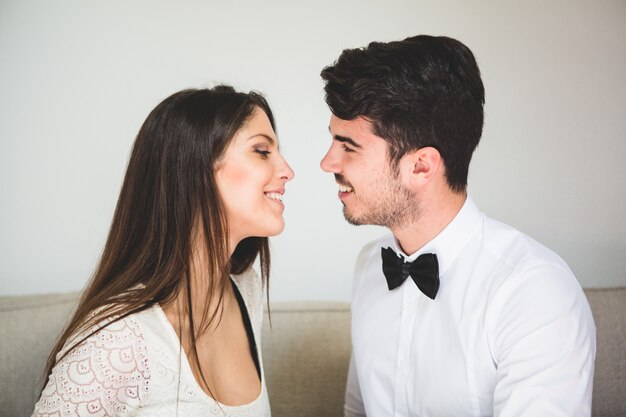 Couple about to kiss