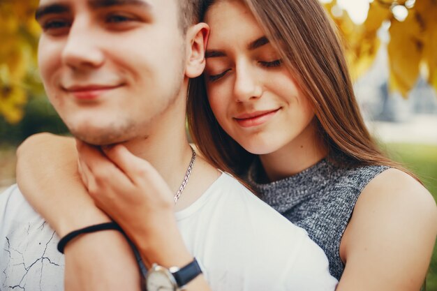 Couple in autumn park