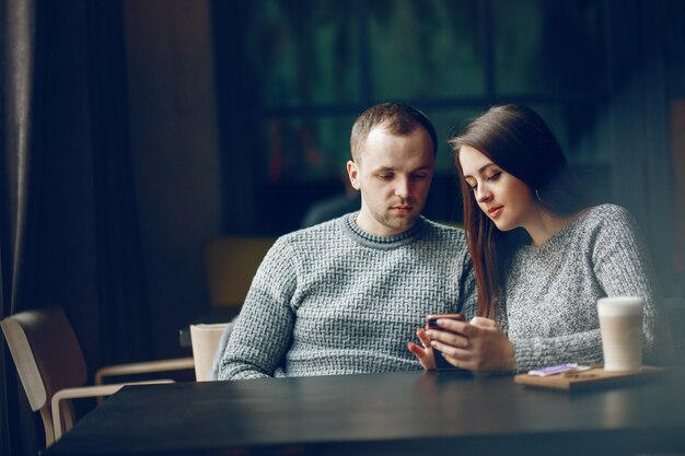 Couple in a cafe