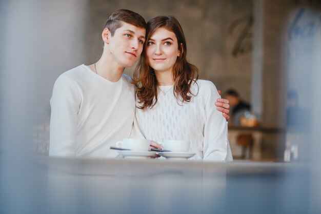 Couple in a cafe