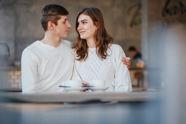 Couple in a cafe