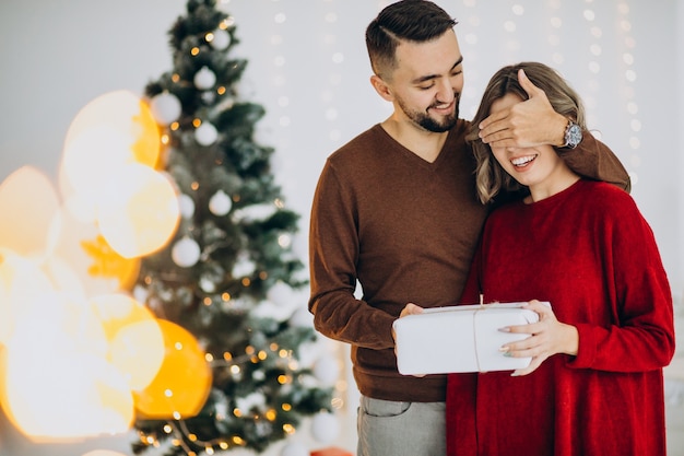 Couple celebrating christmas together