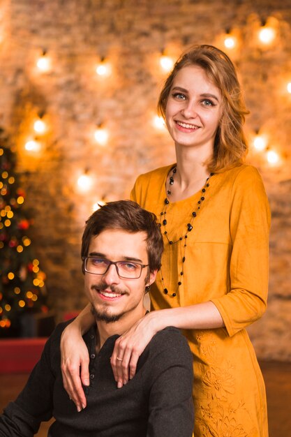 Couple celebrating christmas together